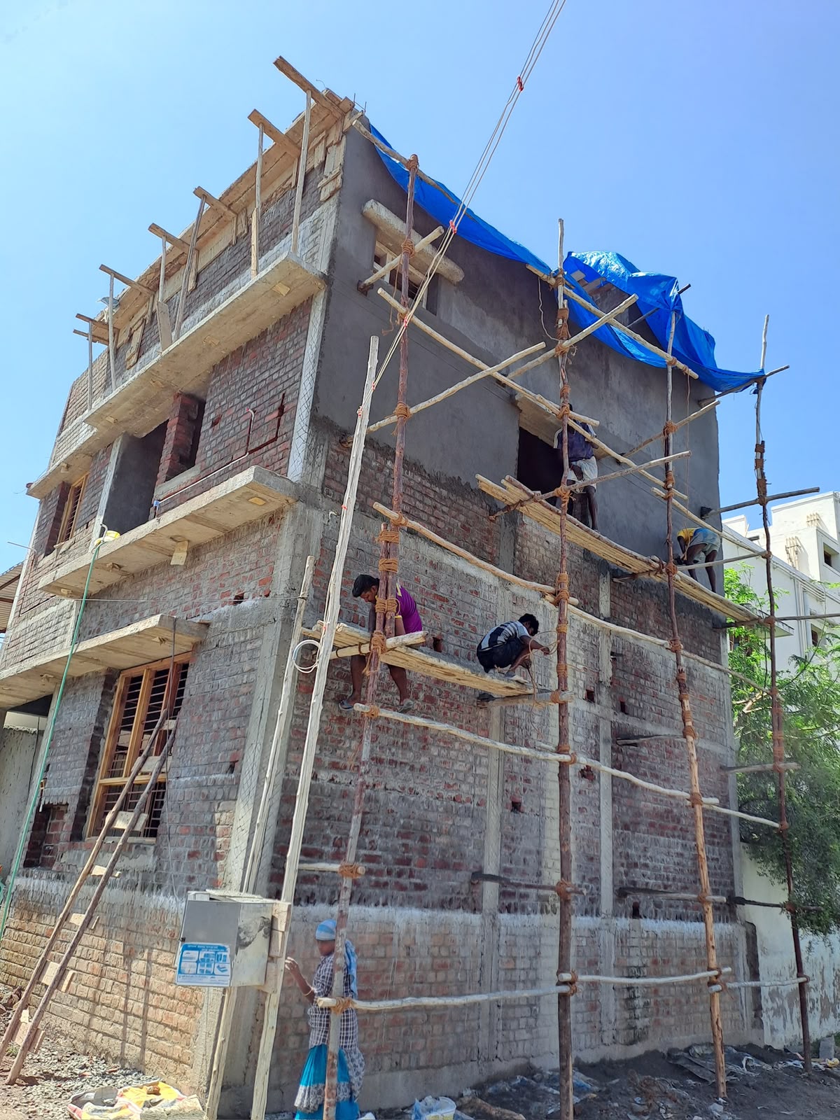 G+2 Scaffolding Plastering